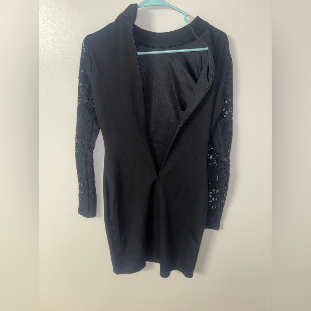 Lulus Lace Up Your Sleeve black lace long sleeve bodycon dress - Picture 8 of 8
